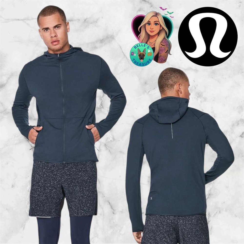 Lululemon Mens Medium Surge Warm Hoodie Navy‎ Blue Full Zip Running Jacket